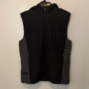 Women's Black and Gray Hooded Vest